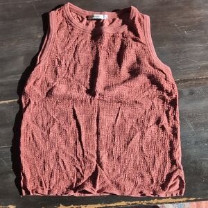 Sleeveless Textured Tank - Brick Red